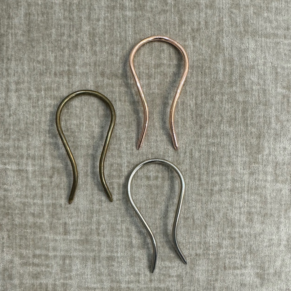 3 pack- Lilla Rose, U-pin, small swerve, nickel & rose, brass